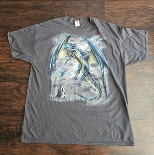 Dragon T-Shirt Men’s Sz 2XL Blue Lightning Thunder Streetwear Vintage Style